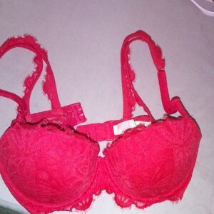 PINK Victoria's Secret Red Lace Push-Up Bra